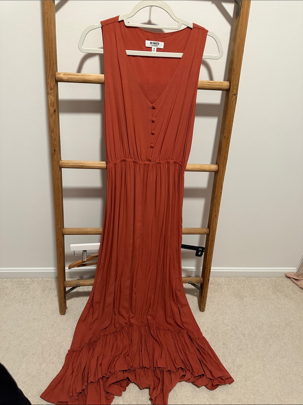 BB Dakota Rust Sleeveless V-Neck Maxi Dress